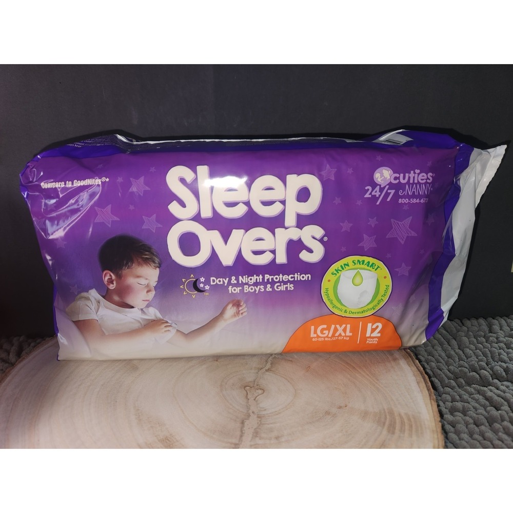 1 Cuties Sleep Overs Incontinence Pants, Size L/XL (60-125)‎ lbs~12 Count Pack